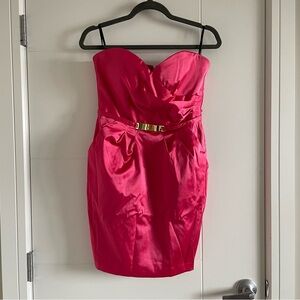 BEBE Satin Sweetheart Strapless Dress